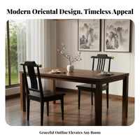 Modern Chinese Design Wooden Yoke-Back Side Chair Comfortable Backrest Upholstered Wooden Side Chair Sturdy Frame Household Furniture High Load Capacity for Restaurant Owners, Hotel Managers, Homeowners, Dining Room, Home, Kitchen