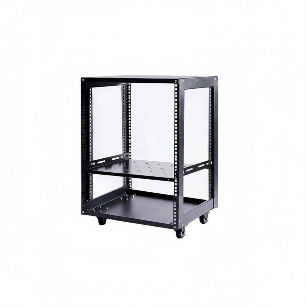 Heavy-Duty Construction 19-Inch Accessible Frame Rack With Locking Casters Accessible Frame Equipment Rack Good Ventilation Mobile Equipment Cabinet High Load Capacity for Musicians, IT Technicians, Home Workspace Users, Stage