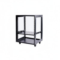Heavy-Duty Construction 19-Inch Accessible Frame Rack With Locking Casters Accessible Frame Equipment Rack Good Ventilation Mobile Equipment Cabinet High Load Capacity for Musicians, IT Technicians, Home Workspace Users, Stage
