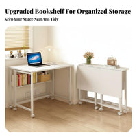Space-Saving Foldable Computer Desk Multi-Purpose Mobile Desk with Wheels Easy Assembly Mobile Computer Workstation Sturdy Frame for Students, Apartment Dwellers, Distant Workers, Small Areas, Dorm Room, Bedroom