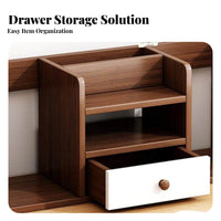 Desktop Book Rack with Drawer Stable Structure Tabletop Shelf Versatile Use