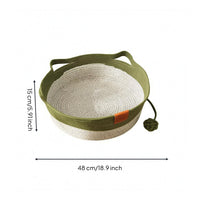 Braided Grass Cat Nest Basket Rope Toy Woven Cat Bed Natural Texture Woven Sleeping Basket Loop Handles