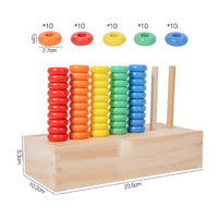 Solid Wood Construction Shape Color Sorting Toy Develops Fine Movement Skills Geometric Shape Stacking Toy Enhances Hand-Eye Coordination