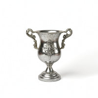 Silver-Toned Vases with Pedestal Base Antique-Style Vase with Pedestal Vintage-Inspired Metal Vase Shiny for Banquet Displays