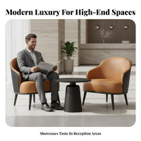3 Pieces Modern Design Upholstered Tub Chair and Table Set sturdy Construction Upholstered Lounge Seat Sturdy Frame Reception Seating Ergonomic Backrest for Interior Designers, Business Owners, Office Managers, Hotel Lobby, Waiting Room