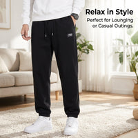 Mens Tracksuit Bottoms with Fleece Lined Interior for Winter Warmth, Tapered Joggers with Elastic Waist and Ankle Cuffs