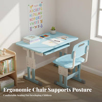 Safe & Long-Lasting Adjustable Kids Desk and Chair Set Spacious Desktop Kids Desk and Chair Set Sturdy Construction Height Adjustable Study Table Includes Bookstand for Primary School Students, Girls, Parents, Learning, Home, Bedroom, Playroom