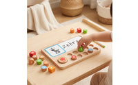 Early Learning Wooden Alphabet Board with Cards Hands-on Learning Alphabet Matching Board with Pen Animal-Themed Wooden Letter Puzzle Sturdy for Toddlers, Kids, Homeschool