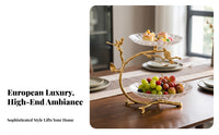Two-Tier Fruit Tray Stand Branch-Shaped 2-Tier Serving Stand Bird Detail Dessert Display Platter for Snacks, Tea Accompaniments