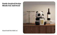 Light Luxury Design Panda Wine Bottle Holder Great Housewarming Gift Panda Wine Glass Rack Decorative and Functional House Decoration Vivid Shape for Homeowners, Living Room, Bookshelf