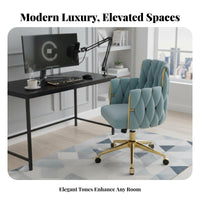Elegant design Scalloped rear Task Chair Shell-Shaped rearrest Vanity Seat 360° rotate Seating Furniture Rolling Casters for Makeup lovers, Home Office Workers, Students, Bedroom, changing area