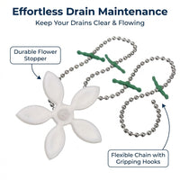 Drain Cleaning Tool for Sink and Kitchen | Hair Remover for Homeowners | | 15.7" Chain Length | 4 Strips