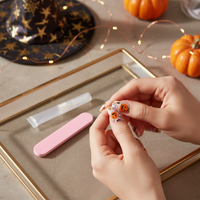 Halloween Medium-Long Press-On Nails with Pumpkin Ghost Candy Corn Designs, 24pcs Detachable Set