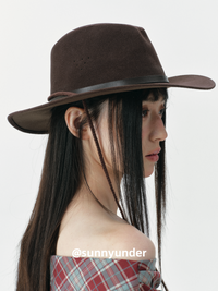 复古麂皮绒牛仔帽爵士顶帽子女春秋冬出游显脸小美式英礼帽潮ins