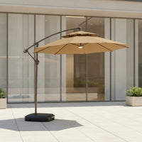 Cantilever Umbrella with Wheeled Base Commercial Offset Patio Umbrella with Light Heavy-Duty for Restaurants, Cafes, Patios, Terraces, Storefronts