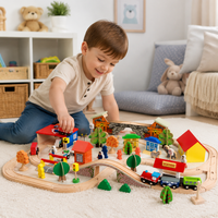 Wooden Rail Set Train Toy 78 Pieces For Ages 4+ DIY Assembly Toy Educational Toy