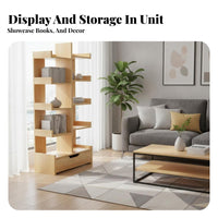 Nordic design 5-Tier Ladder Shelf Floor-Standing shelving unit Space-Saving Shelving Unit Multi-Functional for Homeowners, Students, Remote Workers, Living Room, Bedroom, Hallway, Kitchen