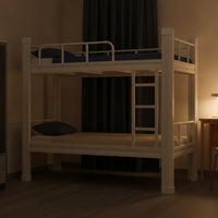 Metal Bunk Bed White Bunk Bed with Ladder Space-Saving Furniture for Students, Roommates, Dormitory, Shared Bedroom Room