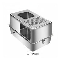 Stainless Steel Litter Box Easy to Clean Extra Large Cat Box Anti-Splash