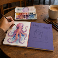 Cartoon Blank Square Notebook Lay-Flat Sketchbook for Travel and Art