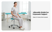 360-Degree Swivel Adjustable Therapist Stool 5-Point Base Adjustable Wheeled Stool Padded Cushion Rolling Seat Backless Design for Medical Professionals, Laboratory Technicians, Rehabilitation Facility, Hospital, Laboratoryoratory, Workshop