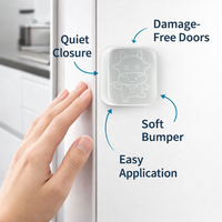 PU Cabinet Door Reusable Refrigerator Door Shock Absorber, Silent Door Stopper Cushion Pads Anti-Collision Pads for Furniture Drawers Walls