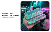 Large Capacity Slotted Coin Sorting Box Easy Counting Slotted Coin Storage Tray with Lid currency Organizer Stackable Design for Bank Tellers, automated retail dispenser professionals, Small Business Owners, marketplace Stall, Office, Home, Car