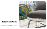 3 Pieces Weather-Resistant 3 Piece Woven Patio Set stylish Design 3-Piece Woven Conversation Set space-saving Size Outdoor Furniture for Apartment Dwellers, Homeowners, pairs, Balcony, Garden, Backyard, Porch