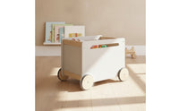 Toy Box with Wheels Compact Storage Box with Wheels Low-Profile Rolling Toy Chest for Playroom