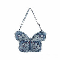 Denim Butterfly Bag Lightweight Edgy Design Butterfly Purse Convertible Shoulder Backpack for Young Women