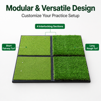 1.5m x 1.5m Driving Range Mat, Heavy Duty Artificial Turf Mat with Non-Slip Rubber Base, Portable Chipping Mat for Putting Practice