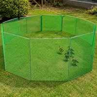 Dog Box Puppy Playpen, Foldable Outdoor Enclosure Metal Green Silver, 10 Panels each 50cm, Galvanized Dog Fence for Garden & Apartment