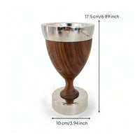 Wood Vase with Metal Base Modern Sculptural Vase Tapered for Reception Counter