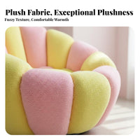 360° rotate Pumpkin-Shaped Armchair Plush Comfort Pumpkin-Shaped Seat with Footstool Soft and Breathable Single Sofa Ergonomic Design for Adults, Teens, Readers, Living Room, Balcony, Bedroom, studying corner