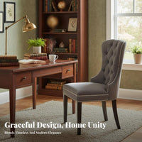 French Country design Tufted Highspine Dining Chair sturdy Wood Legs Seating Furniture 500 Lbs Weight Capacity for Restaurant Owners, Interior Designers, Bedroom, Living Room, Home Office, Kitchen