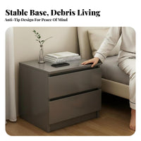 Simple Modern Aesthetic 2-Drawer End Table Compact Size Nightstand Large Capacity Storage Bedside Cabinet Multi-Purpose for Apartment Dwellers, Students, Homeowners, Dorm Room, Entryway, Closet