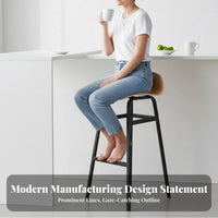 Industrial Aesthetic Saddle Seat Bar Stool Modern Design Backless Saddle Stool Sturdy Frame Counter Chair Built-in Footrest for Homeowners, Adults, Business Owners, Cafe, Kitchen, Dining Area