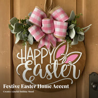 Easter Door Hanger Ready to Hang Easter Door Sign Sturdy Wood Bunny Welcome Sign for Homeowners, Party Hosts, Entryway, Living Room, Office