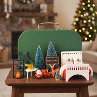 Suitcase Dollhouse Hard-Sided Miniature Dollhouse Suitcase Realistic Doll Travel Case for Collectors, Holiday Decor
