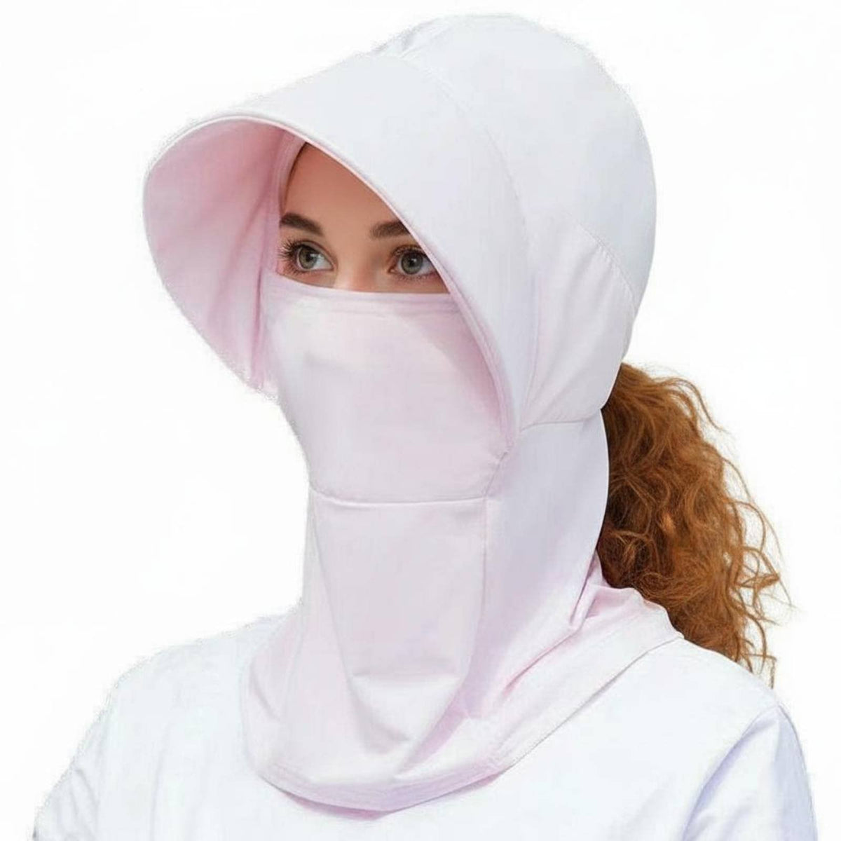Ponytail Opening Ice Silk Sun Protection Cap Breathable Sun Protection Hood Mask Quick-Drying Safeguarding Headwear for Women, Cycling, Hiking, Outdoor, Gardening