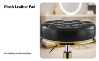 Adjustable Height Upholstered Vanity Stool Quiet Rolling Casters Upholstered Low-Back Task Seat Sturdy 5-Star Base Swivel Chair High-Rebound Foam for Makeup Enthusiasts, Home Office Workers, Beauty Salon, Barbershop, Medical Office, Dressing Room