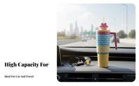 Keeps Drinks Hot or Cold Stainless Steel Car Tumbler Food-Grade Materials Flower Straw Topper Cup Cute Pattern Design for Outdoor, Home, Gym