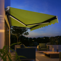 Full Cassette Awning 500cm×300cm, Manual Crank Type, Aluminum Alloy, Sun Shade, Outdoor, For Balcony & Terrace, Gray