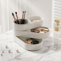 Creative Rotating Pen Holder Organizer for Desk, Multi-Layer Stationery Storage with Compartments, Nordic Style
