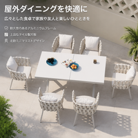 Outdoor Table Extendable Dining Table, Aluminum, for Camping, Garden, Balcony