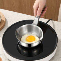 Induction Hob Mini Egg Pan for Quick Meals, 304 Stainless Steel Egg Frying Pan with Flat Bar Handle, Small Saucepan for Camping Cooking, 12cm