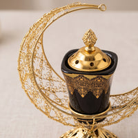 Ceramic Scent Dispenser with Metal Frame Decorative Electric Scent Dispenser Ornate for Home Decor, Prayer Spaces, Lounges