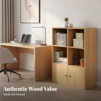 Solid Wood Construction Modular Cube Organizer Combination of Exposed and Closed Shelves Bookshelf Customizable Layout Bookcase Floor-Standing Base for Book Lovers, Office Workers, Homeowners, Study Room, Bedroom, Entrance Hall