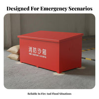 Fire Sand Box Large Capacity Red Fire Box Heavy-Duty Construction Flood Control Sand Container for Firefighters, Gas Stations, Public Buildings