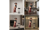1/18 Female Figure with Stool Painted Miniature Scene Figure Miniature Stool for Display Cases, Shelves